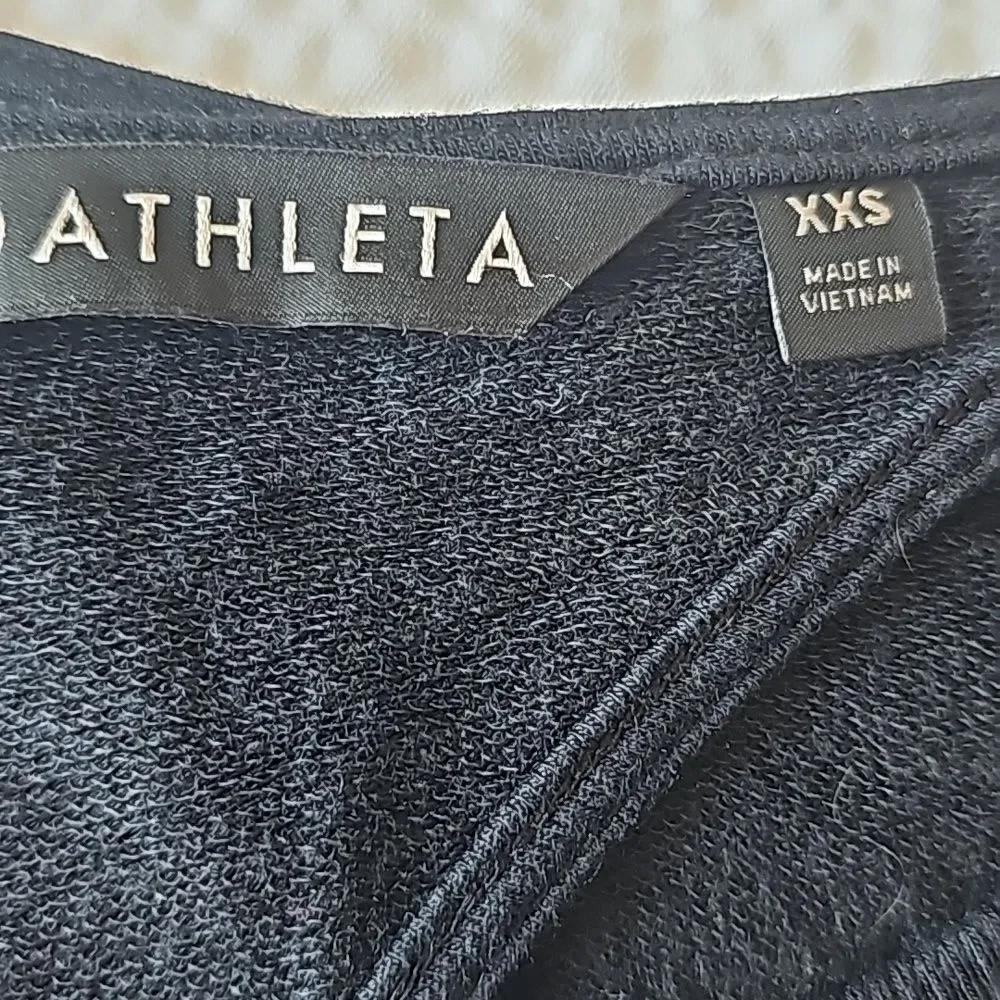 Athleta -1201 Nirvana Go-To Dress in Black Cross‎ Back Long Sleeve #209977 XXS